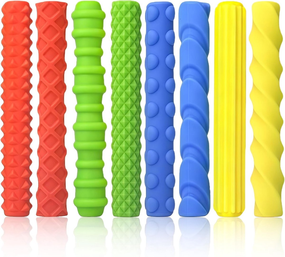 Set van 8 Siliconen Schrijfhulpmiddelen, Potlood Grip, Antislip Oppervlak, Penhouder, Geschikt voor Tekenen en Schrijven, Ideaal voor Links- en Rechtshandigen
