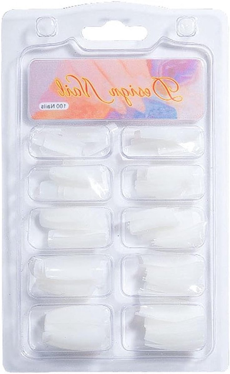 100 Stuks Natuurlijke Gel Nagel Mold Volledige Dekking Dubbel Nagelsysteem Vormen C Curve Nagelvormen Nagelverlenging Tips Manicure Gereedschap voor Nagelkunst