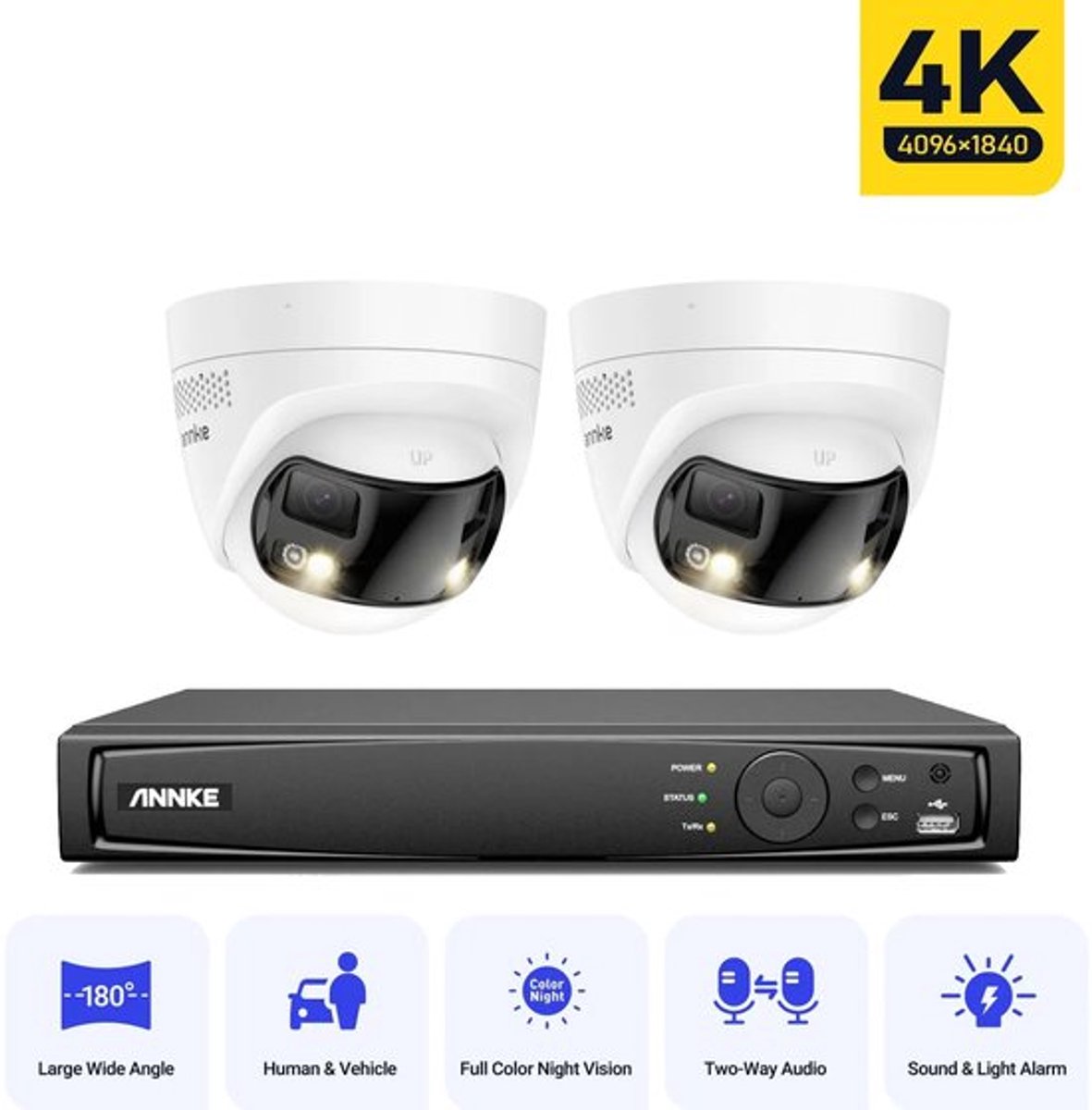 IP Cameraset – Beveiligingscamera – Surveillance Camera – Bewakingscamera – AI Beweging Detectie Met Nachtzicht - 180° Ultrabreed Dual-Lens - Buitenbeveiliging - 1T