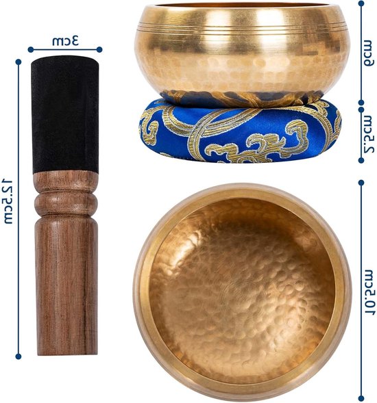Tibetaanse Klankschaal Set met Klem en Kussen, Handgemaakt, 10.5 cm, Ideaal voor Meditatie en Ontspanning — afbeelding 5