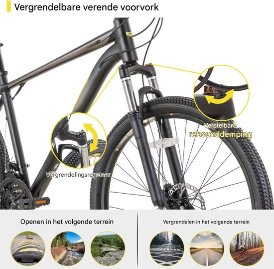 Mountainbike - Voor heren - 21 versnellingen, hydraulische schijfremmen, vergrendelbare verende vork, 27,5 inch (70 cm) wiel - Grey and RED-21 van Merkloos — afbeelding 3