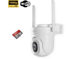 FINEX® Beveiligingscamera Buiten – 1080P – Buiten Camera Met Nachtzicht – Buitencamera – Bewakingscamera voor Buiten – Beveiligingscamera Met WiFi en App – Inclusief 32GB SD Kaart – Wit