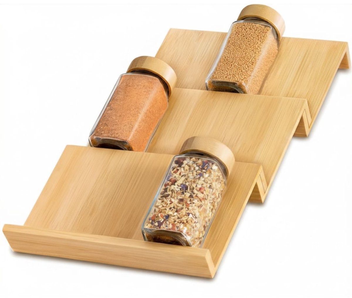 DnA® Kruidenpotjes - Kruidenrek Lade - Kruidenrek Lade Met Potjes - Kruidenrek Lade Organizer - Kruidenrek Voor Lade - Naturaal - 3cm x 13cm x 19cm