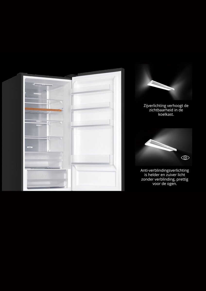 BONN388-NFD-040ADG - Koelvriescombinatie - Zuinig A-Label - 201 cm Hoog - Display - Fast Freeze - Multiflow - 5 Jaar Garantie - 377L - No Frost - Dark Grey — afbeelding 7