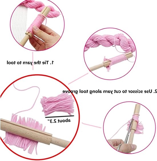 Set van 2 houten gebogen haakgereedschappen voor latch hook, ideaal voor tapijt maken, borduren en haken van Merkloos — afbeelding 4