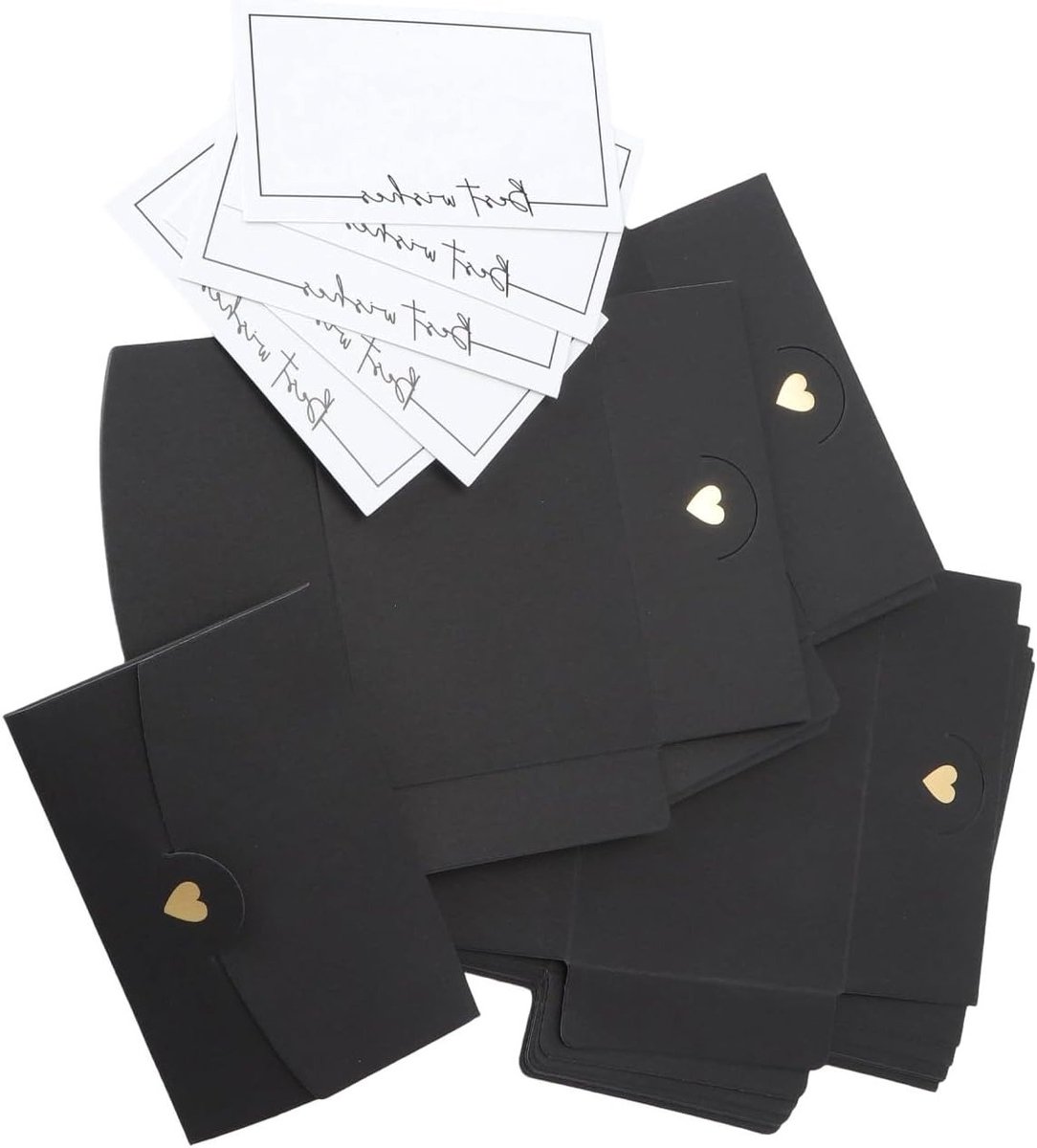 Mini Enveloppen met Kaarten - 50 Stuks, 10.5 x 7 cm, Hartsluiting, Perfect voor Verjaardagsuitnodigingen en Bedankkaarten, Creatief Knutselen