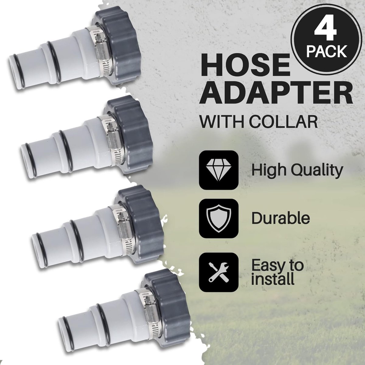 (4-pack) Vervangende slangadapters met schroefdraad Geschikt voor Intex zwembadsets, geschikt Geschikt voor filterpompen, chloorgeneratoren en zoutwatersystemen met slangaansluitingen met schroefdraad. – foto 3