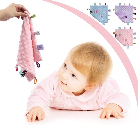 Allecto - Knuffeldeken - Zacht knuffeldoekje - Sensorisch troostdekentje - Paars - Baby knuffeldoek - Uitstekend voor babyshowers - 24,5 x 24,5 cm van Merkloos — afbeelding 5