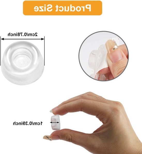 12 Stuks Transparante Rubber Deurstopper met Zelfklevende Buffers, 22mm Elastische Rondjes voor Bescherming en Geluiddemping — afbeelding 5