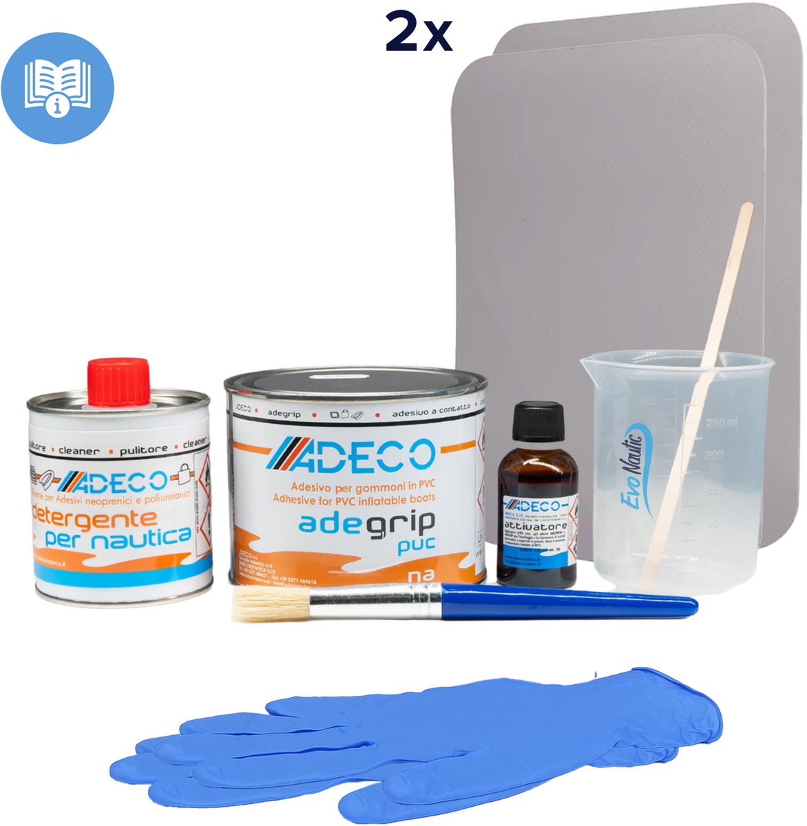 EvoNautic SUP Reparatie Set PVC Compleet Lichtgrijs 125 ml
