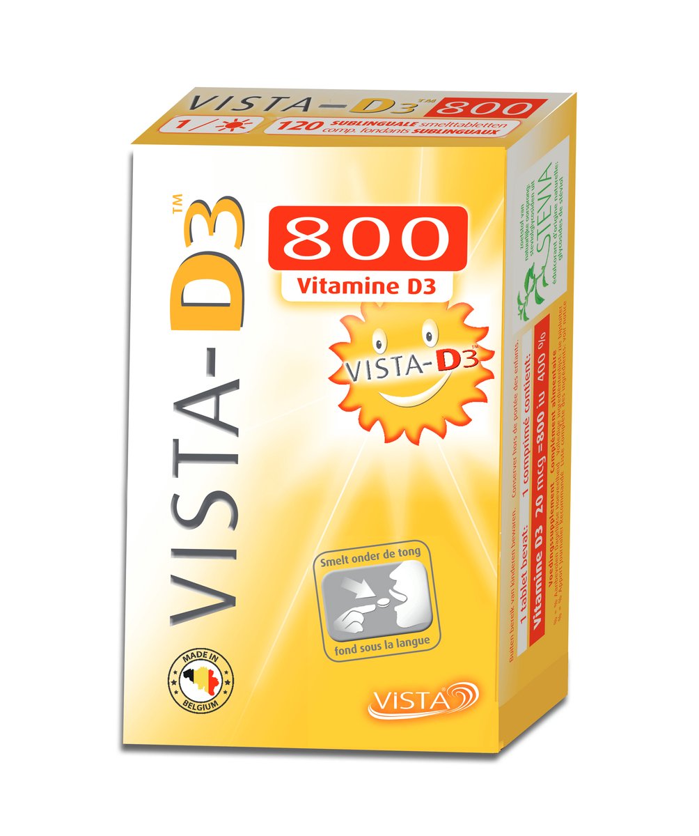 Vista D3 800 Ultra - Vitamine D3 - 800 IE - 120 Smelttabletten - Bij Vitamine D-tekort - Voor Weerstand & Spierfunctie - Hoge Opname