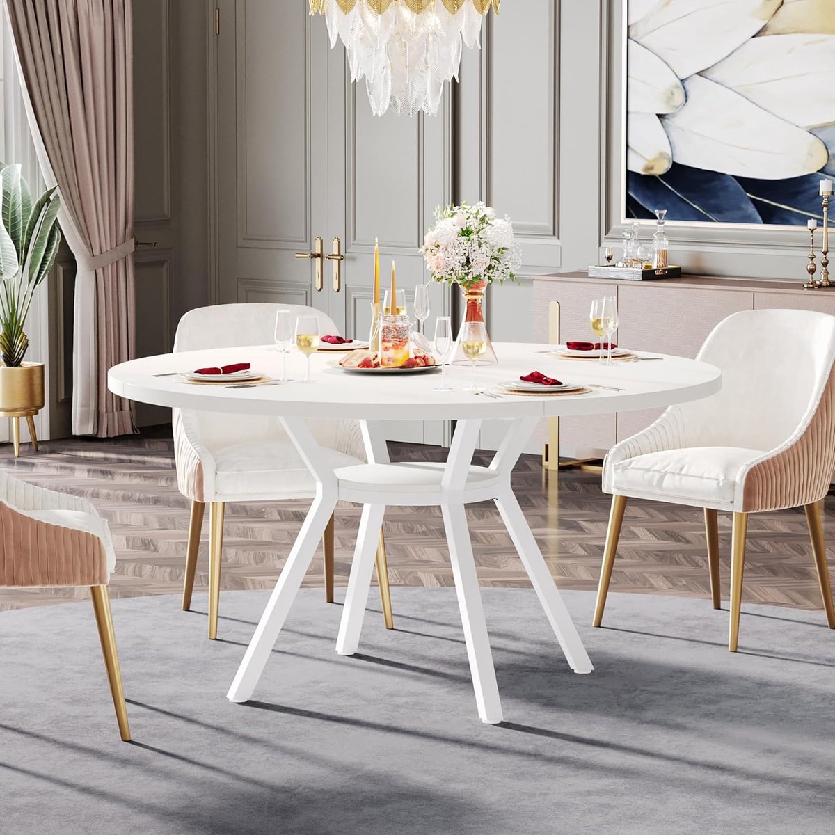 Ronde Eettafel 120 cm - Moderne Keukentafel voor 4 tot 6 Personen - Industrieel Design met