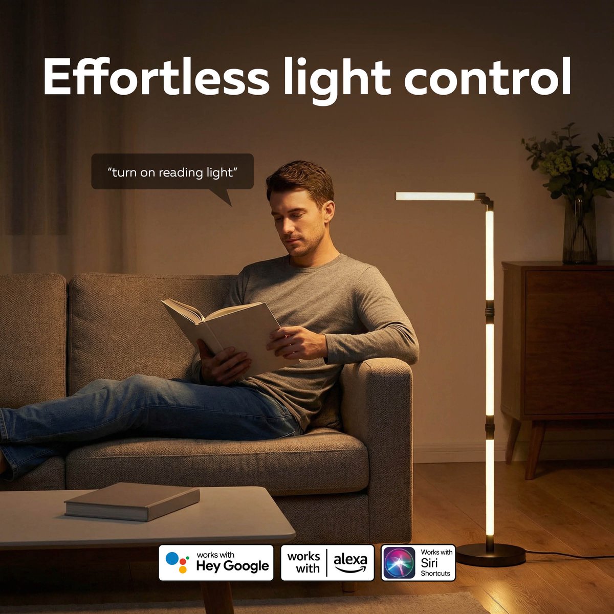Calex Slimme LED Vloerlamp - Smart Wifi Hoeklamp - Staande Lamp - Sfeerverlichting Dimbaar RGB en Wit Licht - Bediening via App - 140cm thumbnail 6