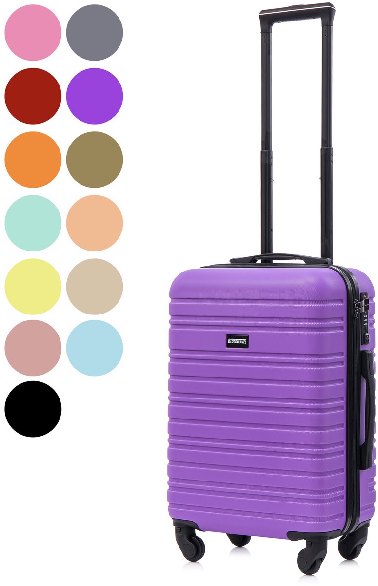 BlockTravel® Handbagage Koffer 39L - Trolley Handbagage 58cm - Afneembare Wielen - TSA-slot - Lichtgewicht Reiskoffer met Wielen - 4 Spinner Wielen - Paars
