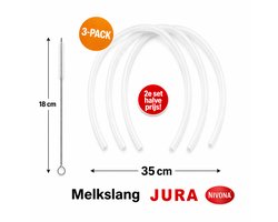 3 x Jura melkslang - incl. schoonmaak borsteltje - siliconen cappuccino slang melk - 3-pack - Jura ENA C8 C9 D6 E6 E8 S8 J8 J10 TWIN X8 Z6 Z7 Z8 Z9 Z10 - Nivona - Melitta - 35 CM - Voordeel - cappuccinatore