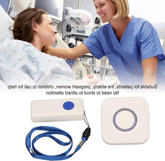 Dailygoody - Caregiver Pager - Draadloos oproepsysteem - IP55 waterdicht - Noodbel en pagerkit - Geschikt voor senioren - Inclusief ontvanger en belkn — afbeelding 2