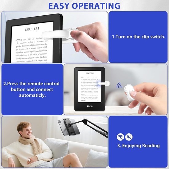 Page Turner - Afstandsbediening voor e-readers - Cameratrigger - Compatibel met diverse e-readers en tablets (voor het lezen van romans) - Wit van Merkloos — afbeelding 4