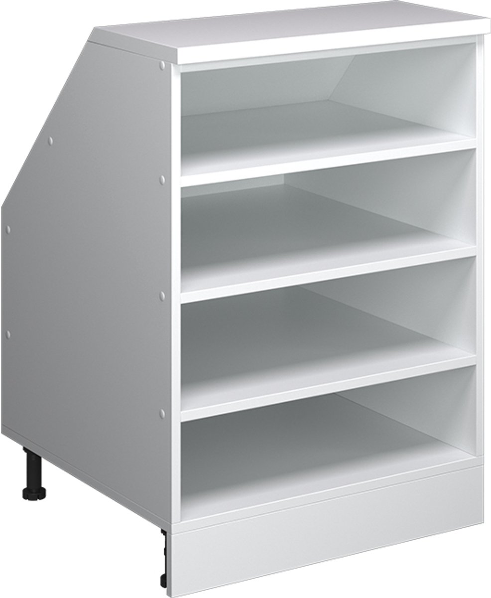 Vicco R-Line Keukenkast voor schuine wand – 60 cm met 4 compartimenten, kastromp 60 cm diepte Wit Wit/Wit