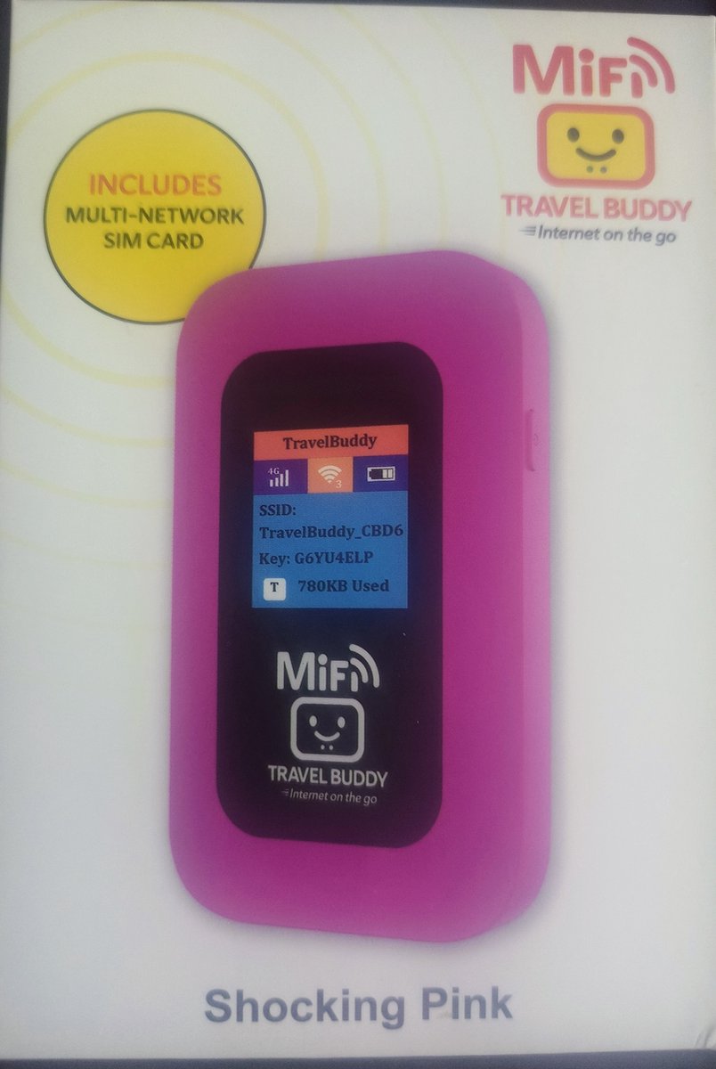 Travel Buddy Mifi Router Pink 1GB World