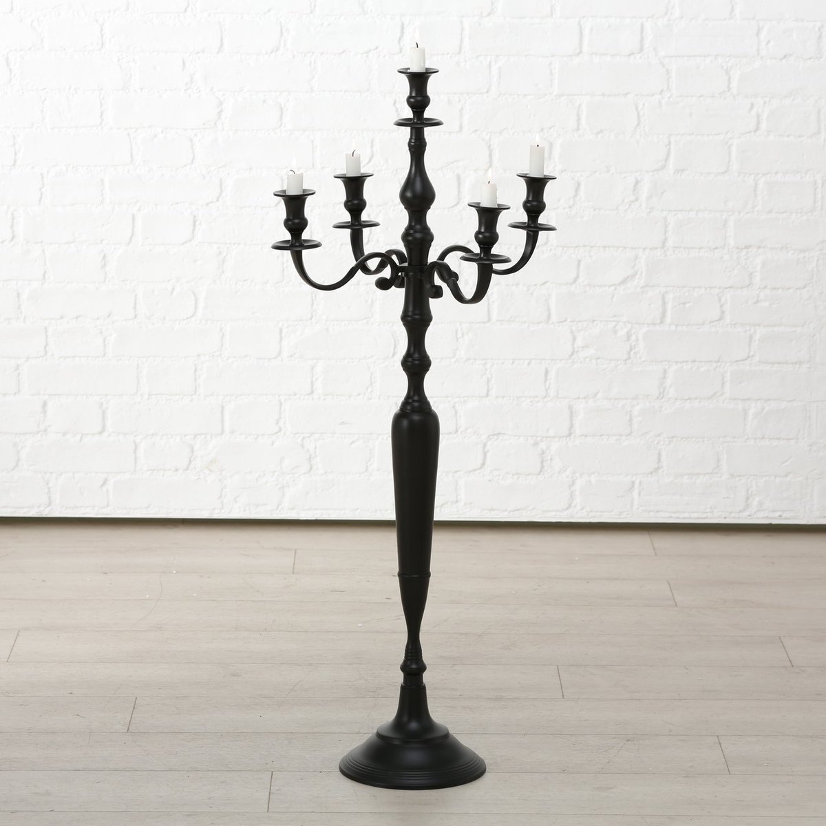 Boltze Kandelaar - XL - 106.5 cm - Ø 45cm - Tijdloos - Aluminium - 5 kaars houders - Zwart