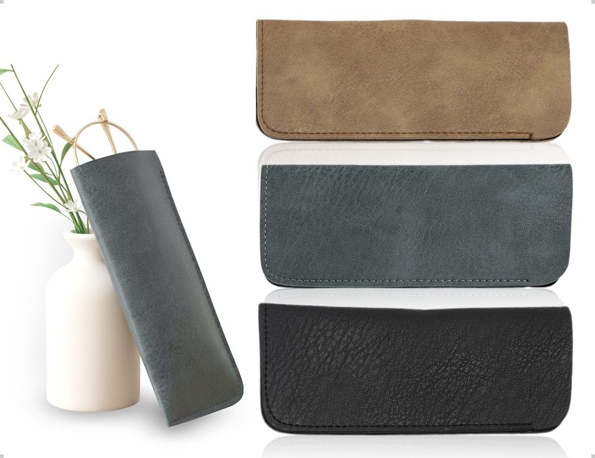 Set van 3 Zachte Nepleer Brillenhoezen voor Dames en Heren - Beschermende Etui voor Thuis, Reizen en Kantoor in 3 Kleuren