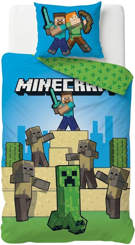 Minecraft Dekbedovertrek - 140 x 200 cm - Polyester - Meerkleurig