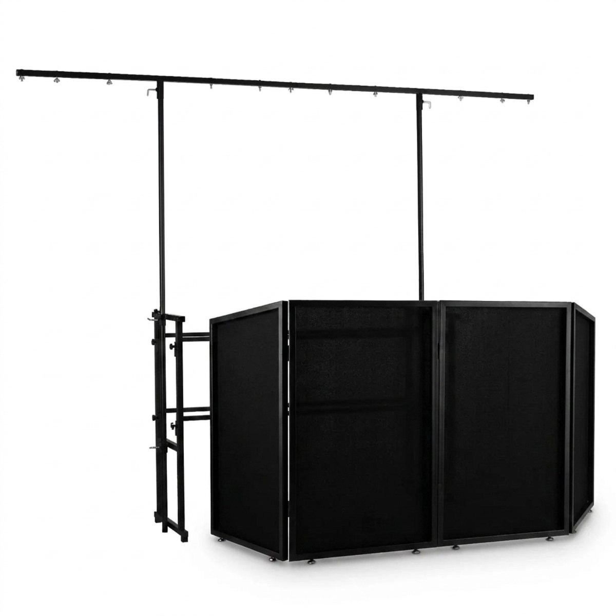 Vonyx mobiele DJ Booth met meubel, scherm en lichtbrug - Zwart