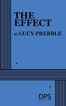 Boekomslag voor "The Effect" van Lucy Prebble, met blauwe achtergrond en zwarte lijnen.