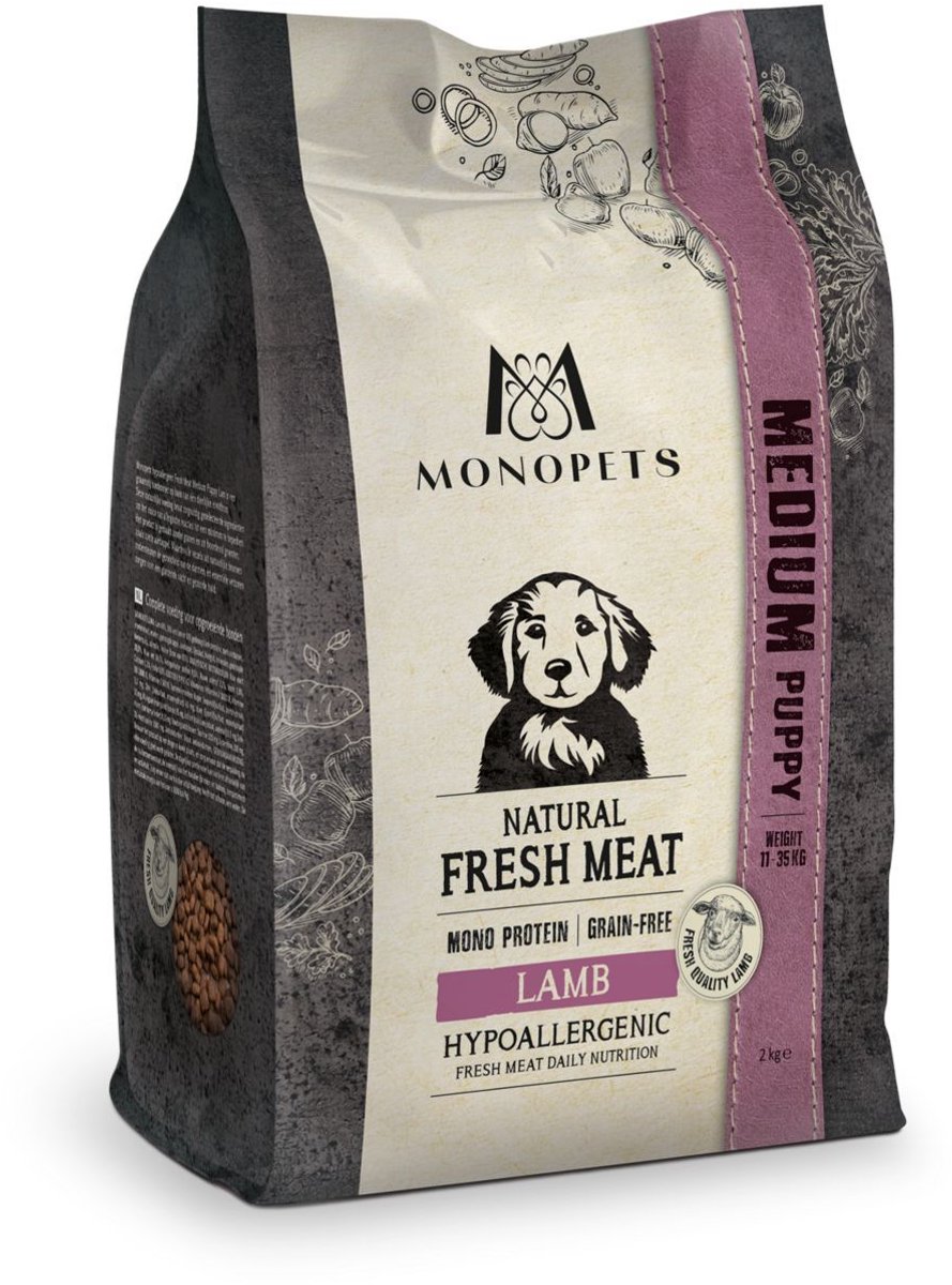 Monopets Monopets Fresh Meat Puppy Medium Lamb 12 kg - Hondenvoeding
