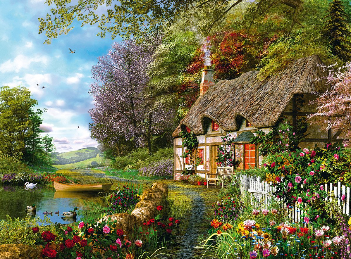 Ravensburger puzzel Country Cottage - legpuzzel landschap 1500 stukjes.
