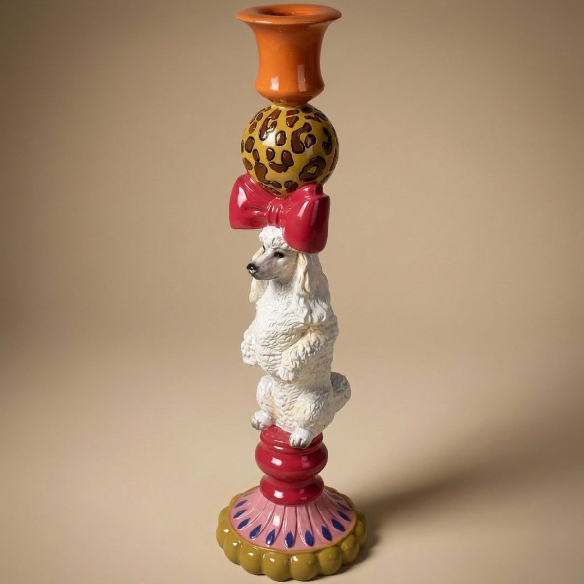 Kandelaar - Hond - Polyresin - Multi kleuren - 10,5x10,5x36cm - Luxe - Cadeau - Kersten.