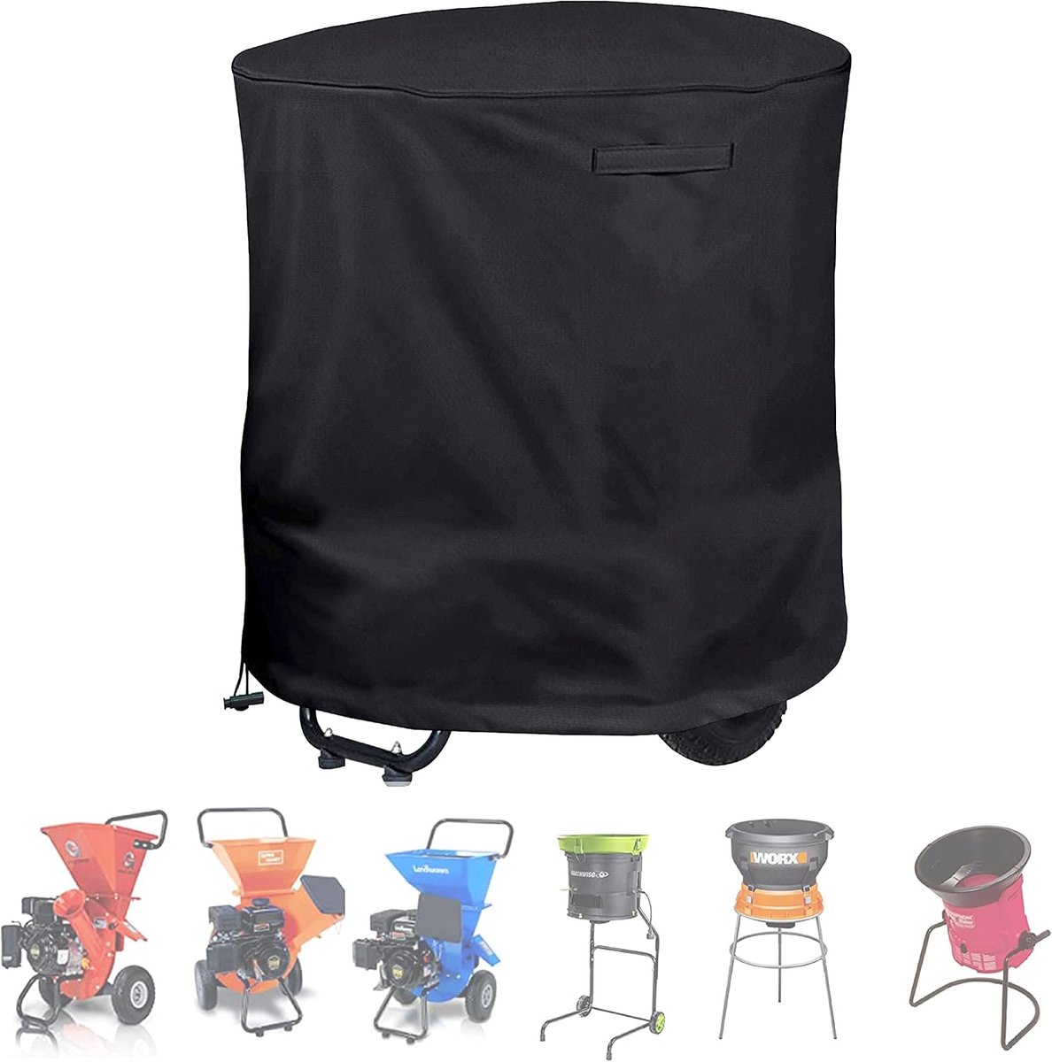 Cyslmuk 420D Beschermhoes voor houtversnipperaar, waterdichte versnipperaarhoes, stofwerende buitenhoes, Waterdichte, robuuste beschermhoes voor houtversnipperaars, hakselaars en bladversnipperaars (85 x 110 cm), zwart| Cyslmuk®