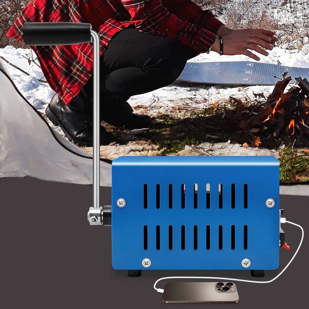 LUMÈ STORE Handgenerator 20W – Handslinger Generator USB – Noodstroom Oplader – Draagbare Crank Generator – Outdoor Powerbank – foto 5