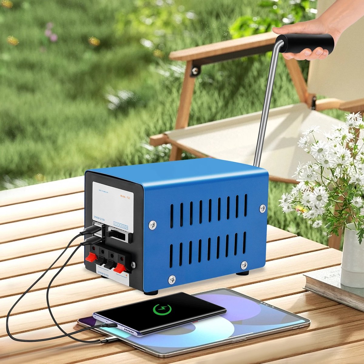 LUMÈ STORE Handgenerator 20W – Handslinger Generator USB – Noodstroom Oplader – Draagbare Crank Generator – Outdoor Powerbank – foto 3