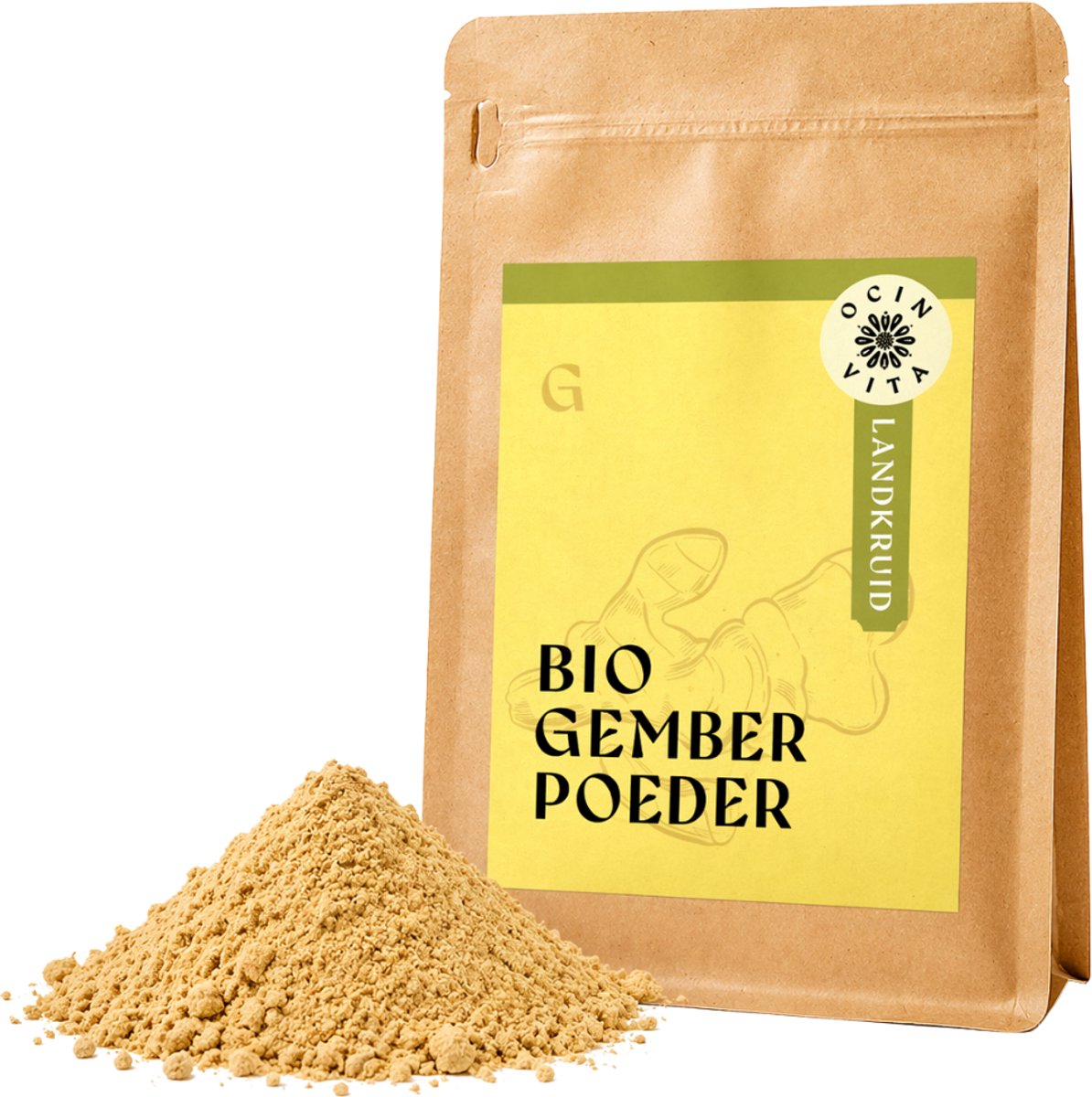 Gember Poeder 250g – Biologische Gemberpoeder - Natuurlijke, Pittige Smaakmaker voor Gember Thee, Smoothies en Gerechten – Ocin Vita