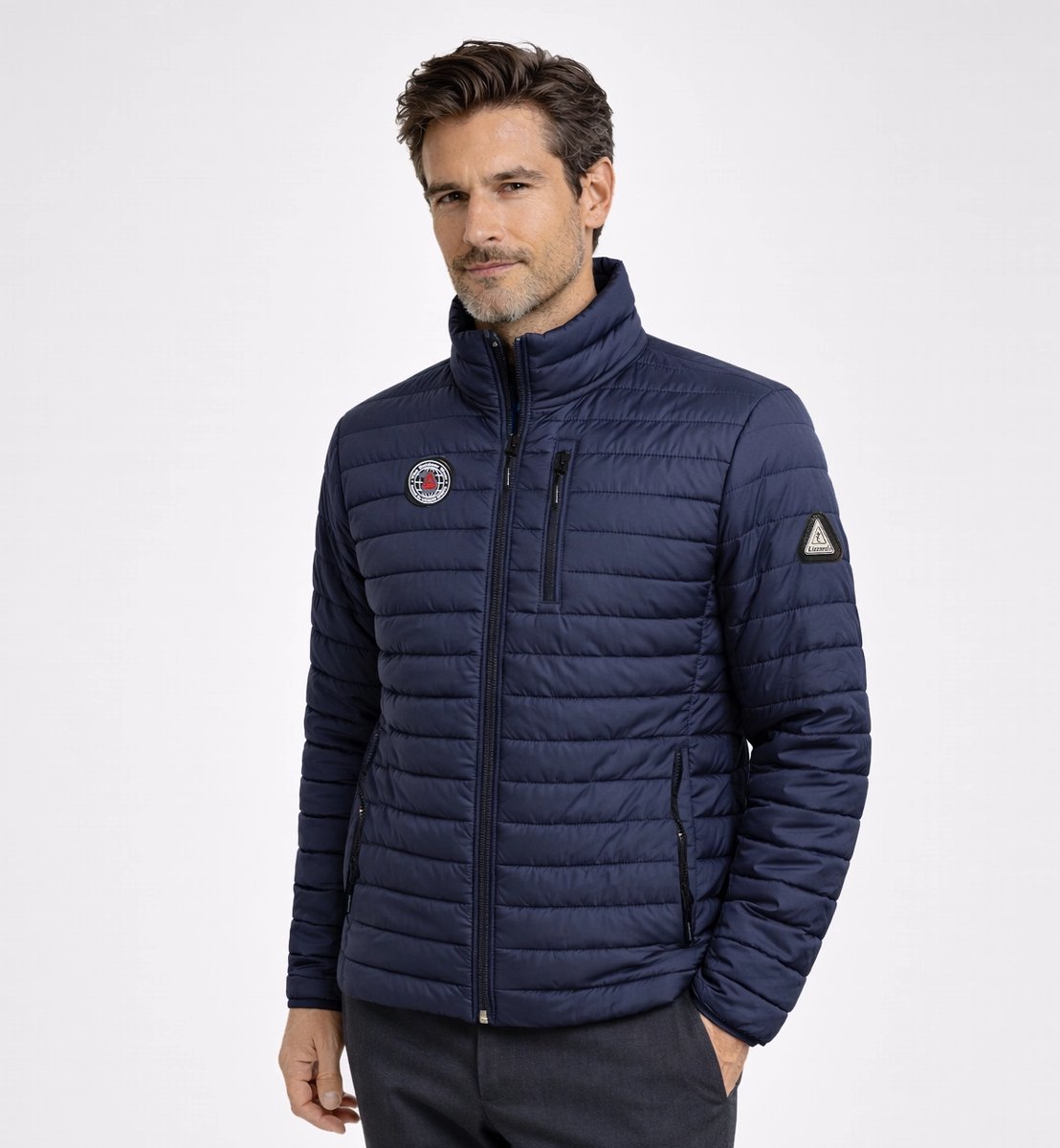 Lizzard Sports Heren Gewatteerde Jas – Lichtgewicht padded jacket – Gevoerd warm en opstaande Kraag Blauw