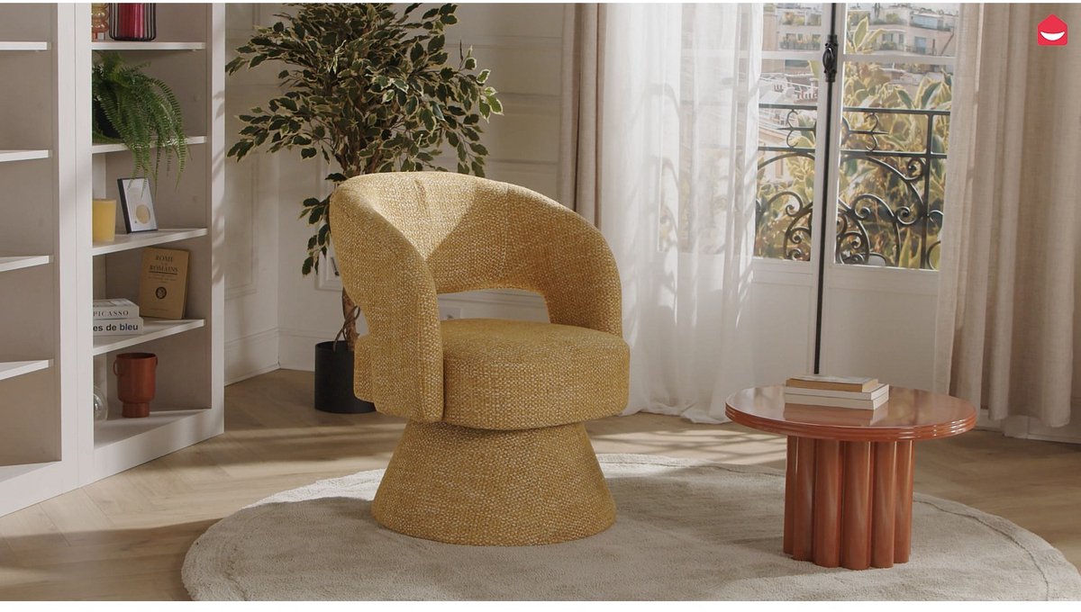 Vente-unique Draaibare fauteuil in beige getextureerde stof - NAROLIA