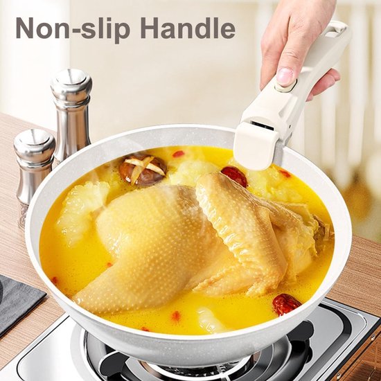 Verwijderbare pannengrepen - Pannengreep - Universele - Schroei- en hittebestendige handgreep - Vervangende handgrepen - antislip handgreep - Ergonomische verwijderbare handgrepen - gebroken wit — afbeelding 2