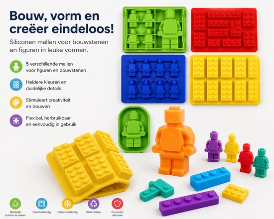 TDR- Ensemble de moules à glaçons en silicone robot Lego - 5 pièces