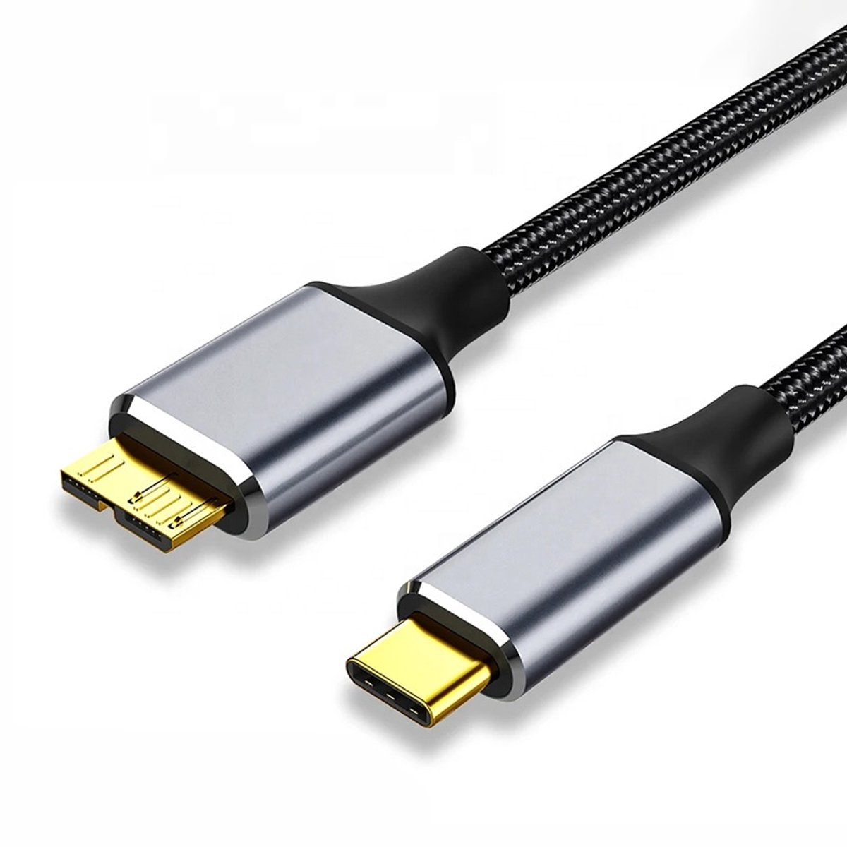 USB-C naar Micro USB 3.0 Kabel – 10Gbps – Externe Harde Schijf HDD/SSD – Snelle Data Transfer – 1 Meter – Space Grey
