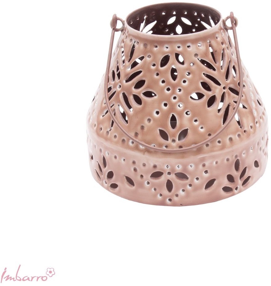 Imbarro Windlicht Fauna Brown – Metaal – 17x19 cm – Bruin – Sfeerverlichting – Decoratieve Kaarsenhouder – Open Patroon