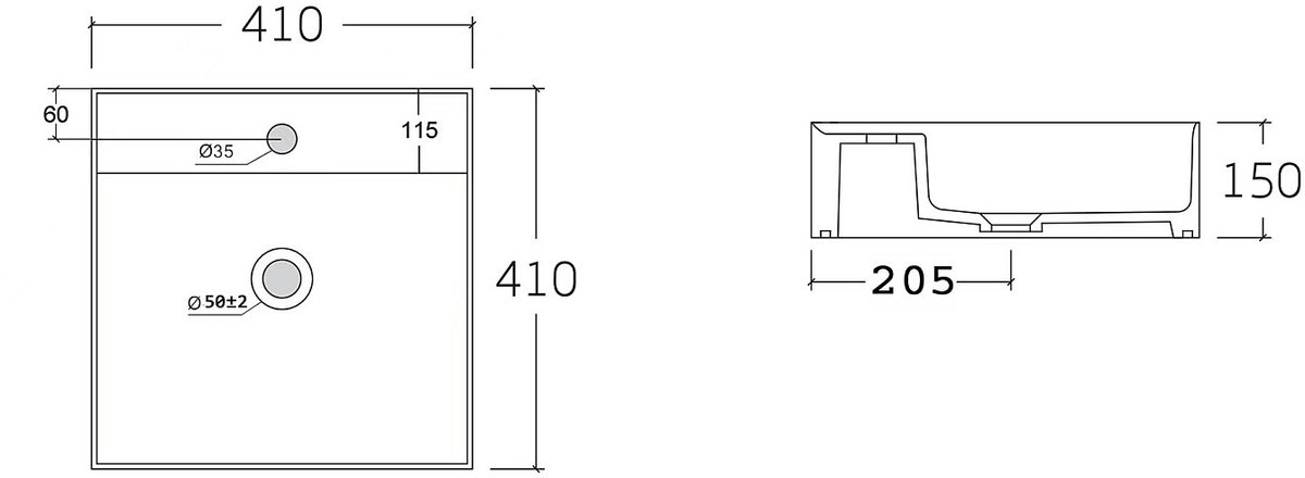 Vente-unique Zwevend badkamermeubel met dubbele vierkante opzetwastafel en kolomkast - Licht naturel - 120 cm - FILOR