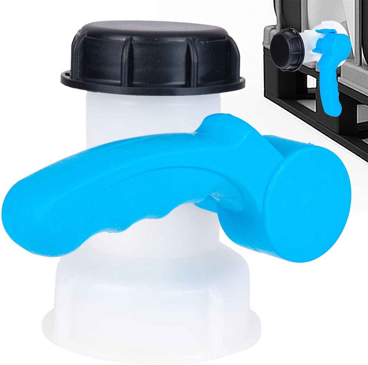 Garronda IBC afsluitkraan S75x6 naar S60x6 - verloop - kunststof kogelkraan - voor IBC-tank en Mauser - adapterkraan met afdichting - water, chemie en tuin - GD-0216