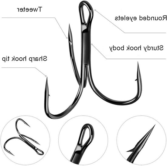 50 Stuks Hoge Koolstof Staal Dreggen Set, Perfect voor Snoekvissen, Zoetwater- en Zoutwatervissen met Tackle Box van Merkloos — afbeelding 3