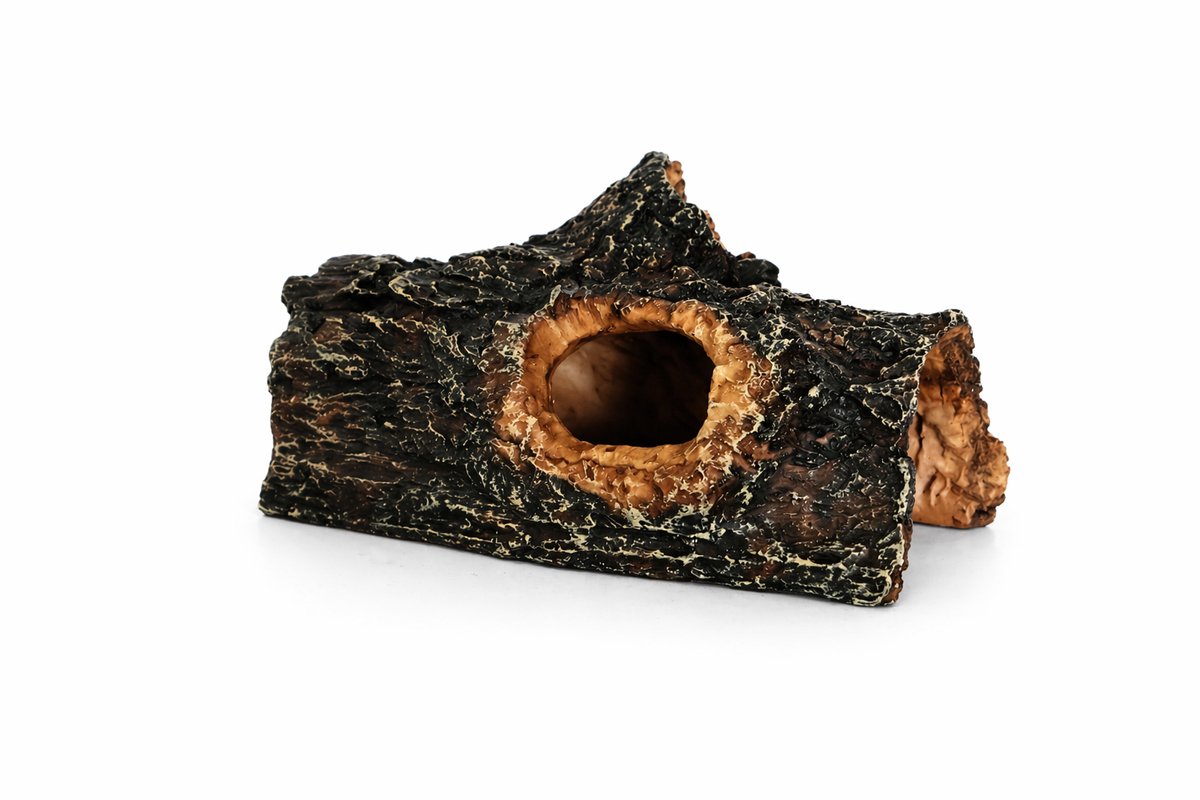 Aquarium Boomstam Schuilplaats - Aquarium Decoratie voor Vissen, Garnalen & Axolotls - Terrarium Decoratie voor Reptielen - 19 cm
