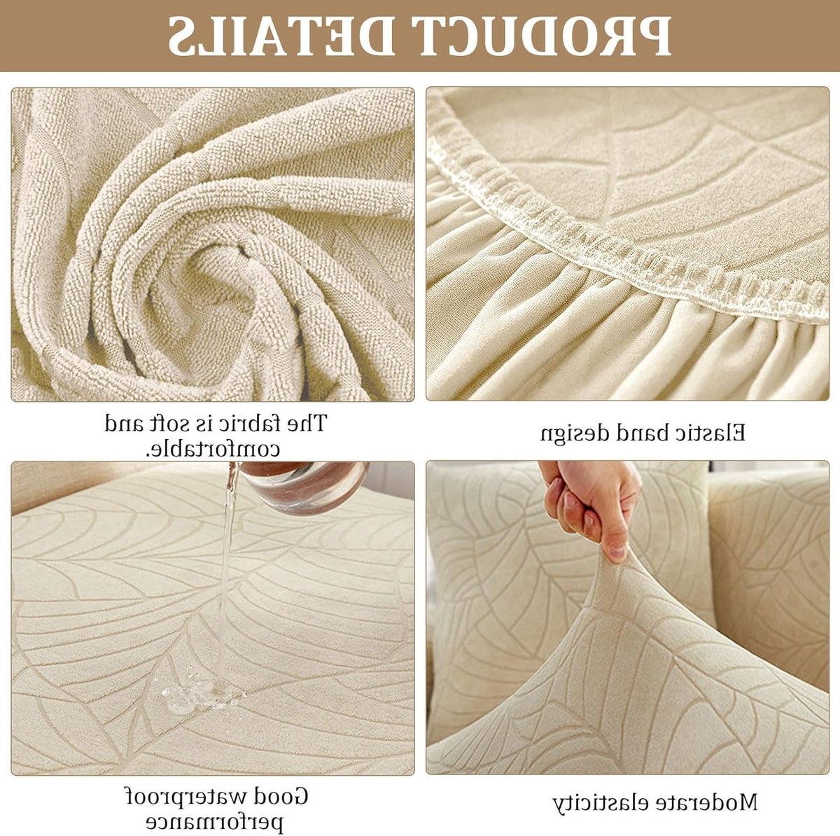 Stretch Sofa Cover voor L-vormige Hoekbank, Universele Bescherming met Antislip Schuim en Kussens, Modern Design voor 1/2/3/4-zits Banken