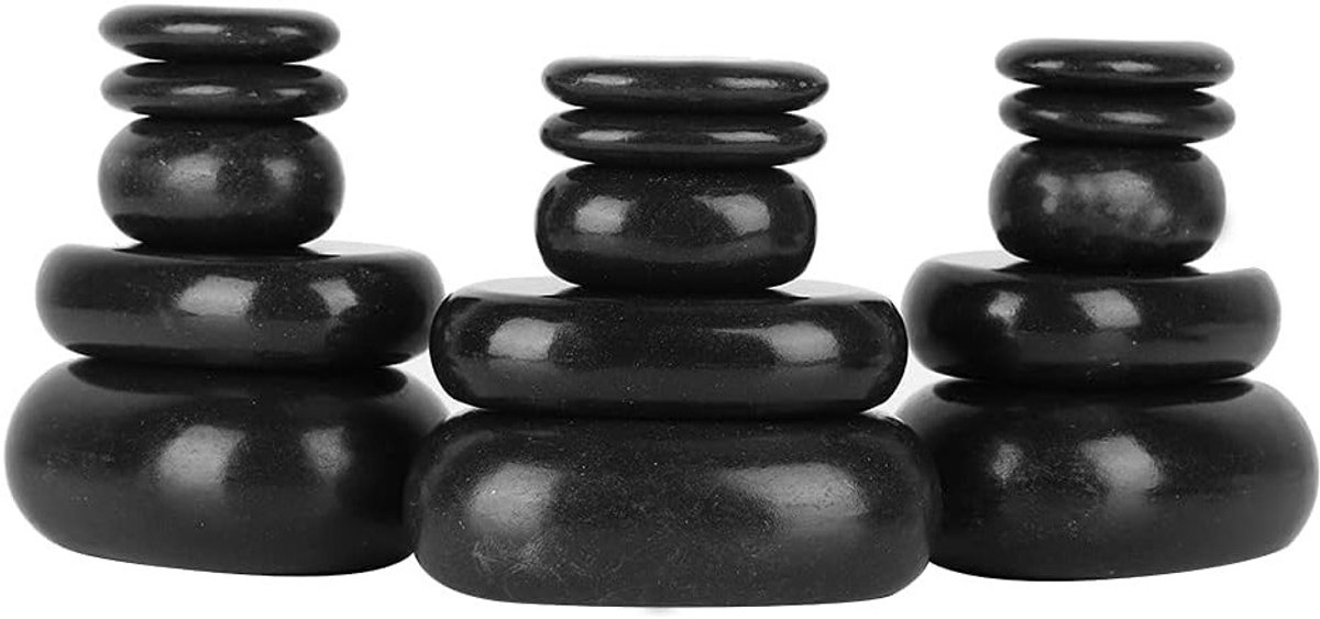 Complete Set van 20 Basalt Massagestenen voor Ontspannende Hotstone Massages en Wellness Therapie