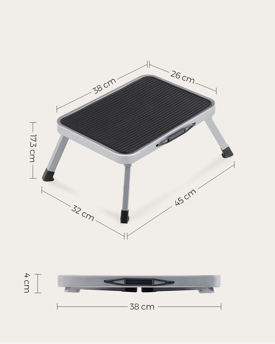 SONGMICS - Ladder - Opvouwbare Enkelvoudige Trap - Stalen Constructie - Antislip Treetrede - Draagvermogen 150 kg – foto 6