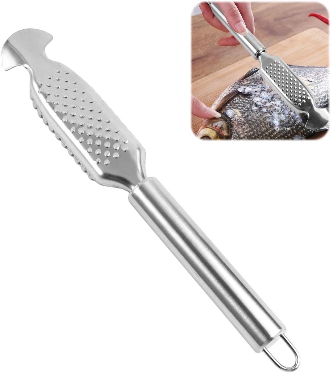 Professionele Vis Schraper van Roestvrij Staal 23×3.5cm, Ideaal voor het Verwijderen van Schubben, Schoonmaken en Voorbereiden van Vis voor de Keuken en Visspeciaalzaken