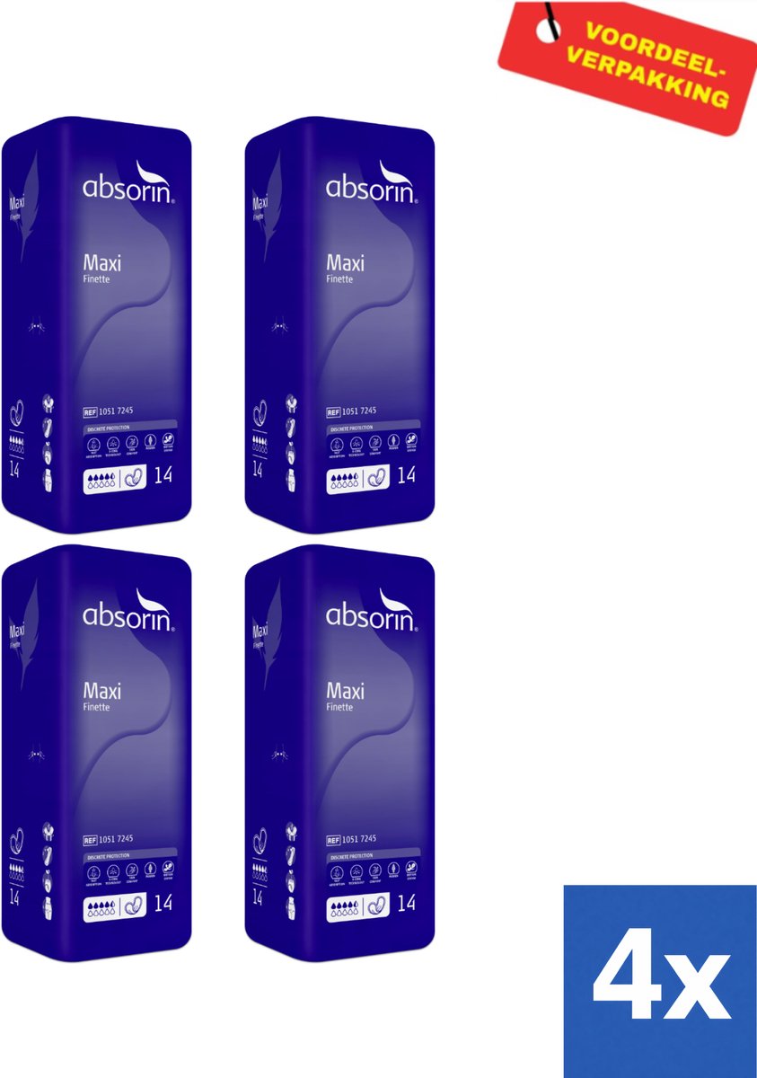 4x Absorin Comfort Finette Normal (4x 14 Stuks) Voordeel Verpakking